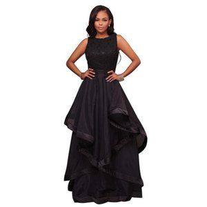 VERWIN Woman Backless Organza Patchwork Maxi Dress Elegant Cocktail Evening Part